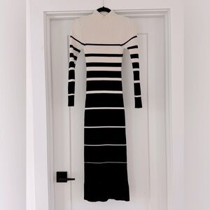 Zara Black & White Ribbed Maxi Dress